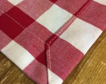 Red / White Gingham, Buffalo Check, Hand Towels, Premium Woven Cotton, Tea Towels, Guest Towels, Basket Liners - by CHOW with ME