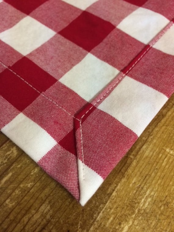 Red / White Gingham, Buffalo Check, Hand Towels, Premium Woven Cotton, Tea Towels, Guest Towels, Basket Liners - by CHOW with ME