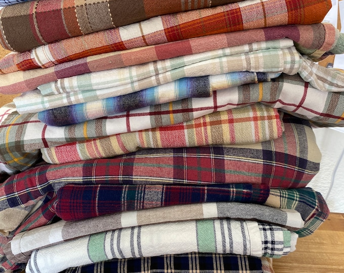 Earth Tone Plaid Cloth Napkins, 100% Cotton, Set of 8