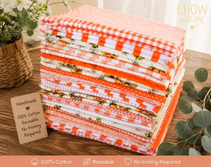 Cocktail Napkins, Set of 6, Shades of Orange, by CHOW with ME