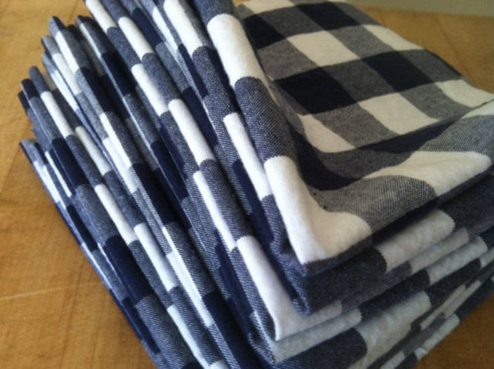 Navy Blue and White Gingham Cloth Napkins Buffalo Check Etsy