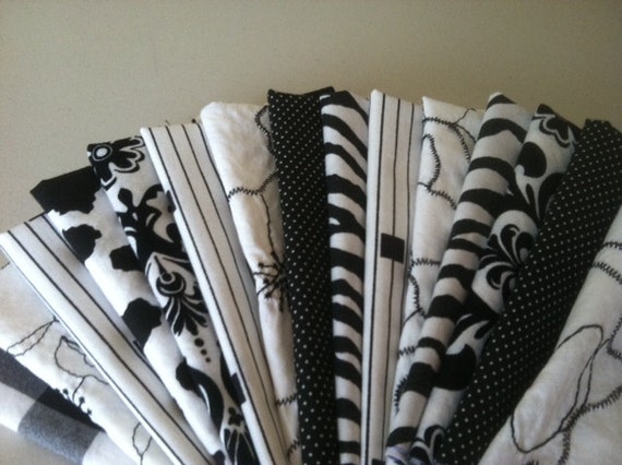 Black and White Cloth Napkin Bundle -  15 inch - Set of 6 - Weddings, Parties, Everyday Meals, by CHOW with ME