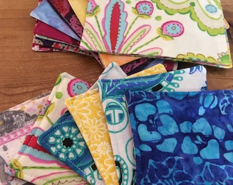 Boho Cloth Napkins and Coasters Set, Reversible Fabric, 5.5 inch (Set of 12)