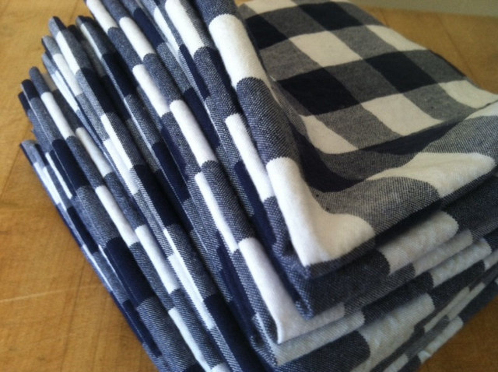 Navy Blue and White Gingham Cloth Napkins Buffalo Check Etsy