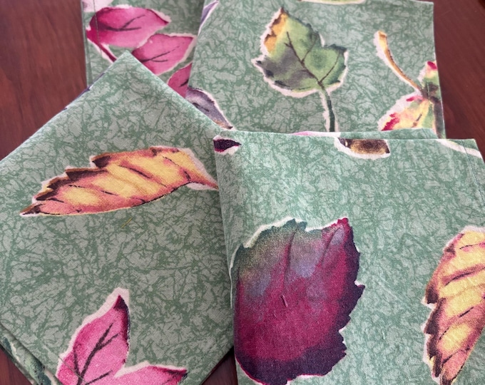Green, Plum and Amber Cloth Napkins Set of 4 – 12 inch Cotton Buffet Napkins