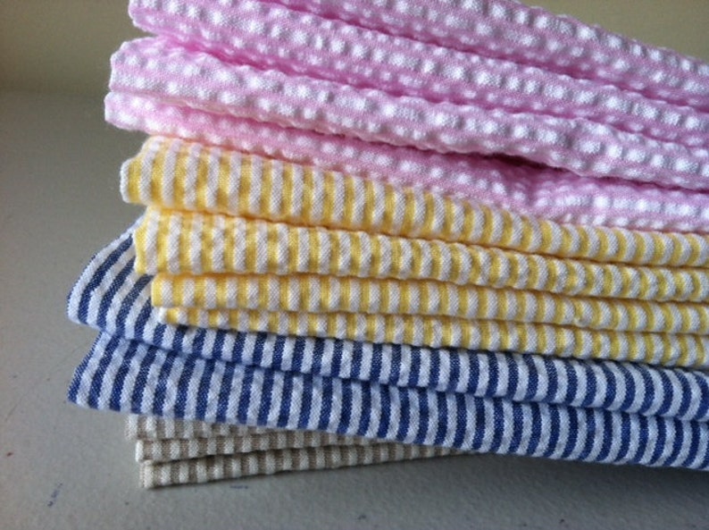 Cheese Wine SEERSUCKER Cloth Cocktail Napkins by Chow with ME Hors d/' oeuvres Appetizer Set of 6