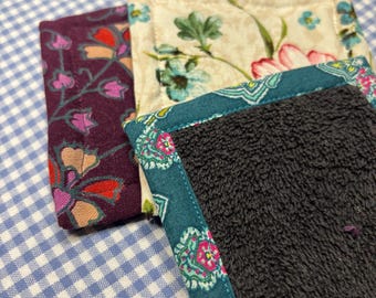 Boho Fabric Reusable Kitchen Sponges, Set of 3, Eco Friendly, Full of FUN!