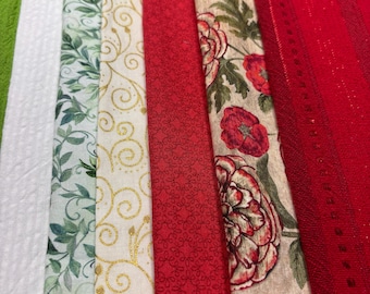 Christmas Cloth Napkins, Holiday Cocktail Snack Size Set of 6, Festive and Colorful Cotton