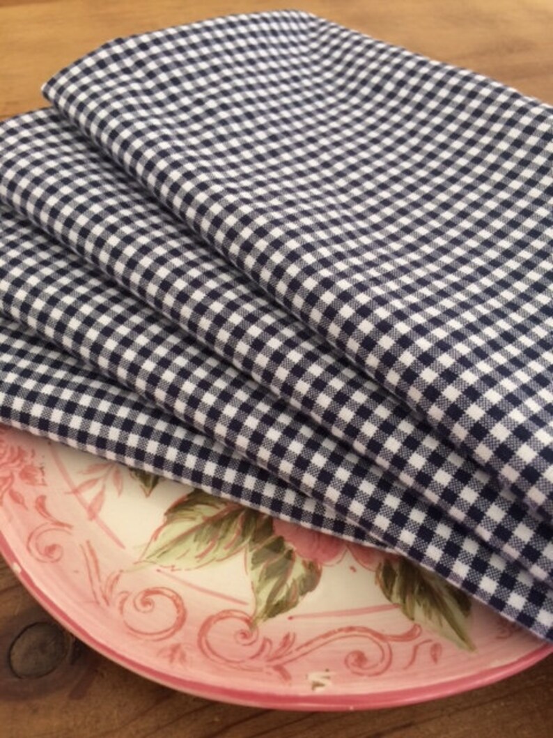 Navy Blue and White Gingham Cloth Napkins Weddings Parties Etsy