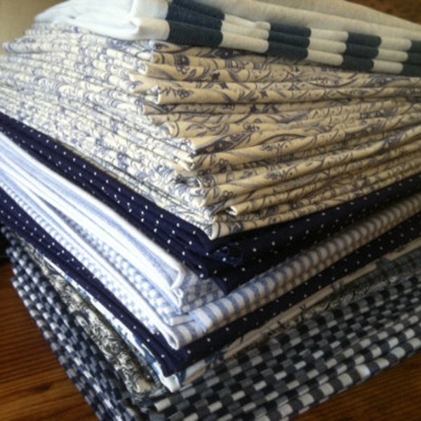 Blue Cotton Cloth Napkins, Set of 4, Easy to Care For, no Ironing Needed!
