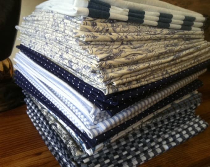 Blue Cloth Dinner Napkins, Set of 10, Cotton Blend