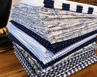 Blue Cloth Dinner Napkins, Set of 10, Cotton Blend