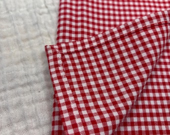 Red Gingham Cloth Napkins - Set of 4 Cotton Dinner Napkins