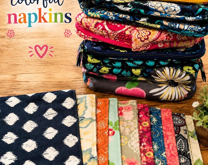 Cloth Lunchbox Napkins, Soft Cotton Prints, Set of 10