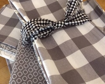 Gray Cloth Napkins, Set of 8, 18 inch Cotton