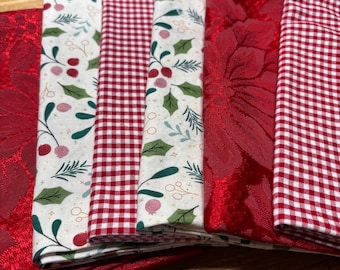 Christmas Cloth Napkins: Cotton Holiday Dinner Set of 6
