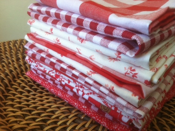 Lunchbox Napkins, Set of 10, Eco Friendly, Shades of RED, by CHOW with ME
