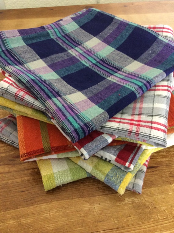 Vintage Plaid Cloth Napkins, RENT or BUY, Set of 10, Great for Parties, Family Gatherings, Holidays and Everyday, Americana Vintage