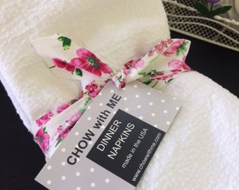 White Cotton SEERSUCKER Cloth Napkins, Set of 4, by Chow with ME