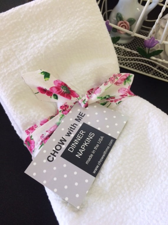 White Cotton SEERSUCKER Cloth Napkins, Set of 4, by Chow with ME