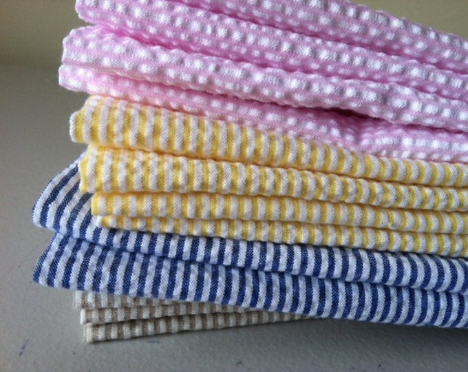 Seersucker Cloth Napkins, No Iron Cotton Napkins, Events, Everyday Meals