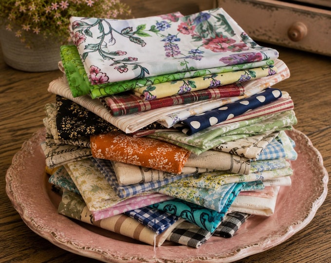 Upcycled Cloth Napkins, Colorful Cotton Blend, 15 inch, Set of 10