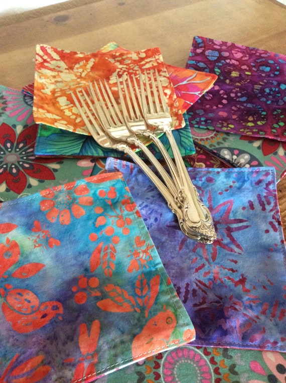 Boho Cloth Napkins, Set of 8, Party Napkins, 5.5 inch, Reversible 2 ply Napkins, Cocktail Napkins, Snack Napkins, by CHOW with Me