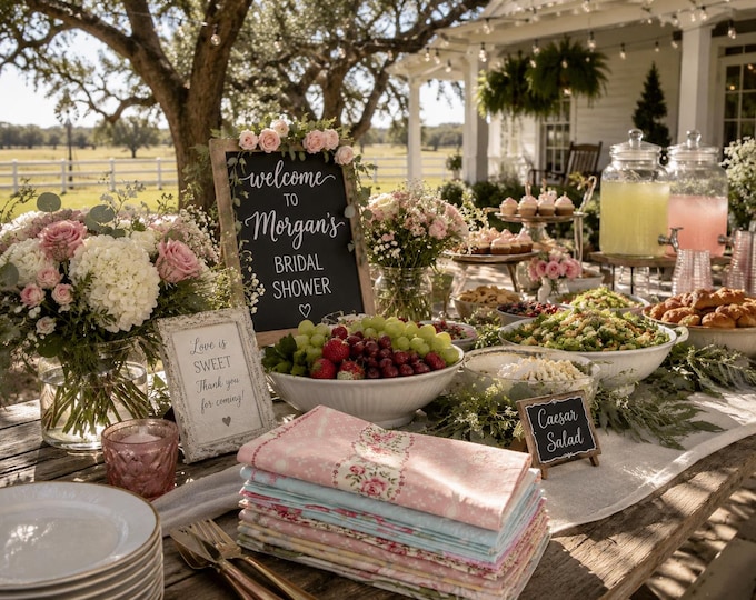 Cottage Chic Cloth Napkins, Floral Prints, Set of 10