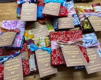 Reusable Washable Sponge Set, Eco Friendly Gift, Assorted Designs, Three Sets of 3