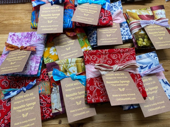 Reusable Sponge, Dish Cloth, Eco Friendly, SIX Sets of 3, Stocking Stuffer, Thank you Gift, Holiday Gift, Reusable Washable Sponge