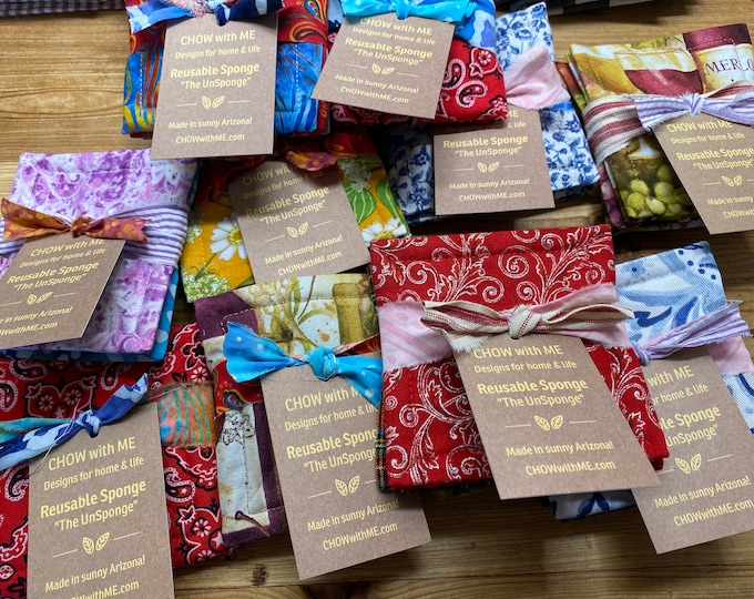 Reusable Washable Sponge Set, Eco Friendly Gift, Assorted Designs, Three Sets of 3