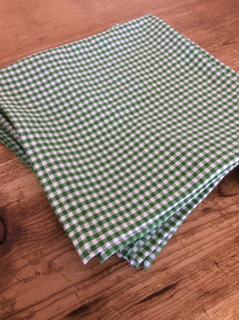 Kelly Green and White Gingham Cloth Napkins GREAT for Etsy