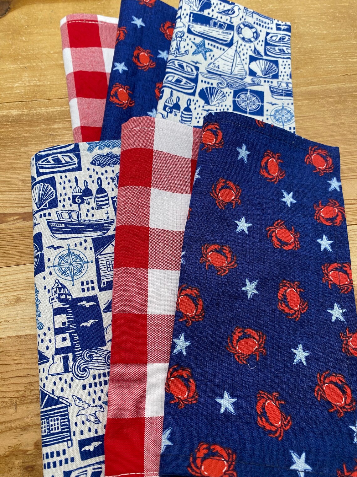 Red White and Blue Cloth Napkins Set of 6 Summer FUN Etsy