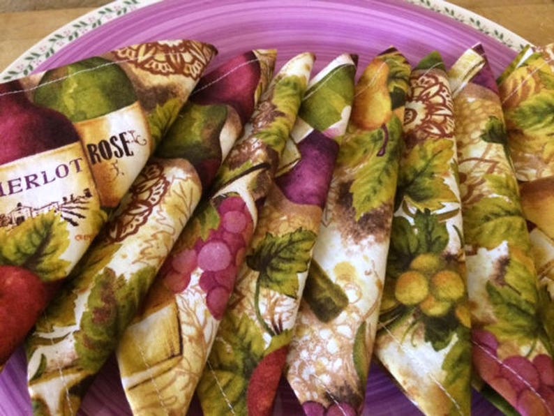 Wine Theme Cloth Cocktail Napkins 10 inch Set of 8 by CHOW Etsy