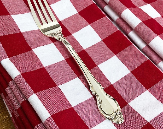 Buffalo Gingham Check Cloth Napkins, Red and White, Set of 4