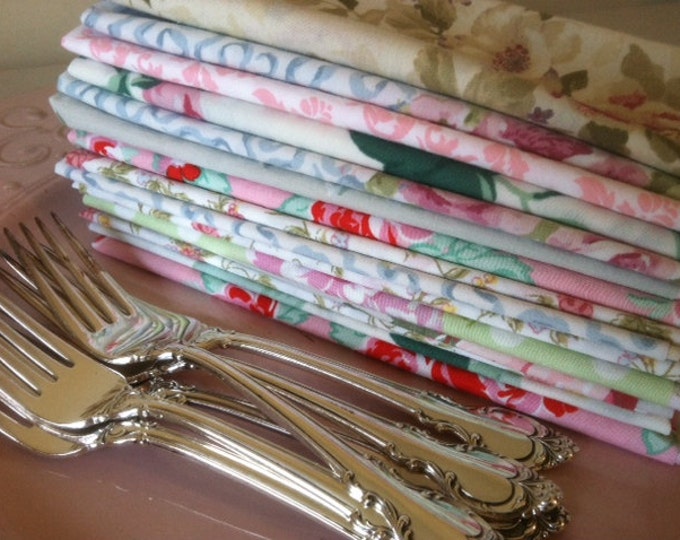 Tea Party - Cottage Chic Cloth Napkins, SET of 10, by CHOW with ME