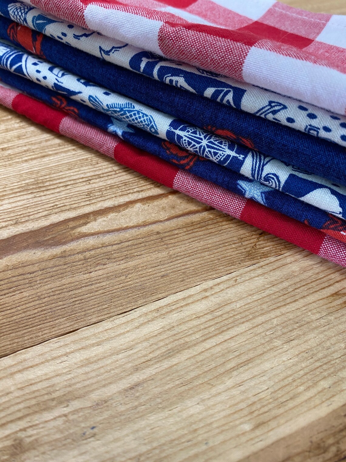 Red White and Blue Cloth Napkins Set of 6 Summer FUN Etsy