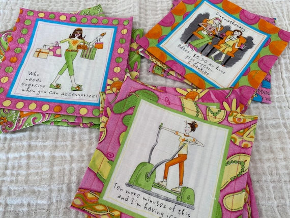 Groovy Girls Cloth Cocktail Napkins, Great for Cocktails, Wine Parties, Appetizers, Snacks and Small Bites, Set of 10 or 15, by CHOW with ME