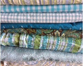 Teal & Turquoise Cloth Napkins, Cotton Dinner Napkins, Set of 6