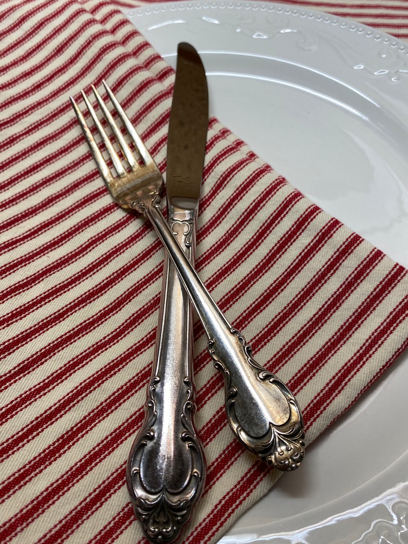 Red Ticking Cloth Napkins 10 Inch Set of 6 by CHOW With ME Etsy