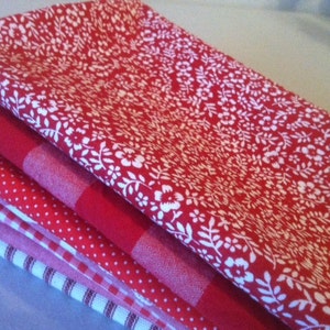 Red and White Cloth Napkins, Set of 8, by CHOW with ME