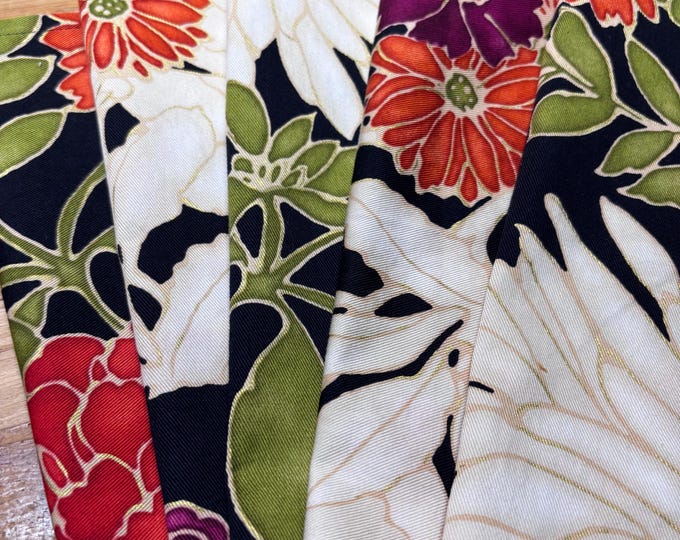 Fall Floral Cocktail Napkins, Earth Tone & Bold Colors, 100% Cotton (Set of 5)