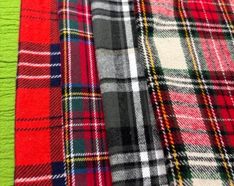 Vintage Plaid Cotton Cloth Napkins, Americana Style, Set of 4, Lunchbox size