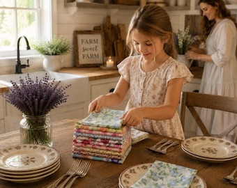 Anthropology Inspired Cloth Napkins, Set of 10, Environmentally Friendly, 100% Cotton