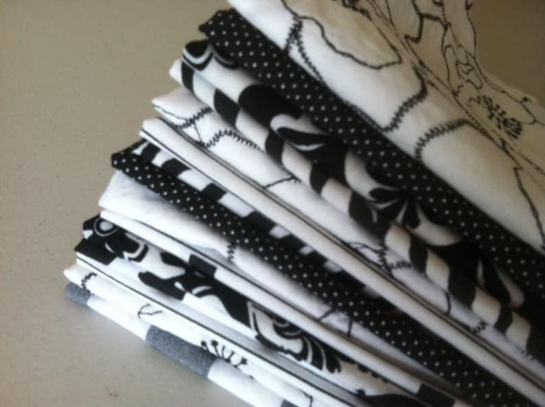 Black and White Cloth Napkins Set of 8 Great for Cocktails Etsy