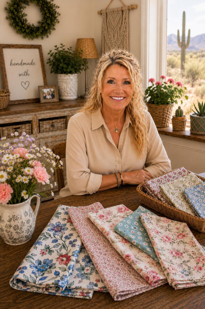 Vintage Floral Cotton Cloth Napkins, Set of 10 image 13