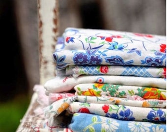 Bulk Cloth Napkins, Set of 10, Vintage Floral Inspired Cotton Fabrics, by CHOW with ME