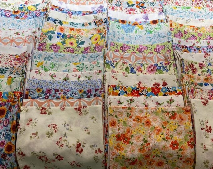 Vintage Floral Cloth Napkins, Set of 10, Soft Cotton