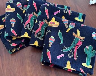 Fiesta Southwestern Cloth Napkins – Set of 5, 10 Inch, 100%  Cotton, No Ironing Required