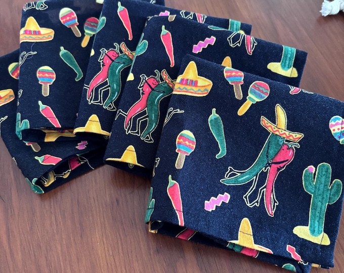 Fiesta Southwestern Cloth Napkins – Set of 5, 10 Inch, 100%  Cotton, No Ironing Required